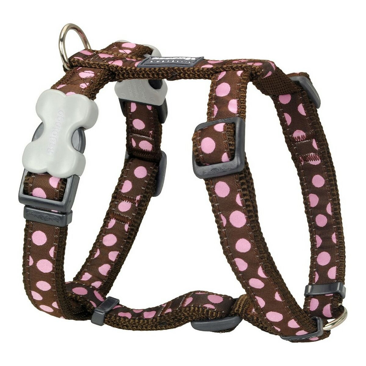 Dog Harness Red Dingo Style Pink Brown Spots 30-48 cm-0