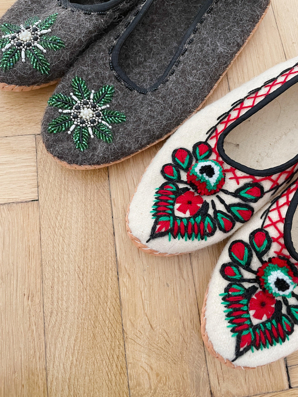 Adult Woolen Slippers (felt) with beads-3