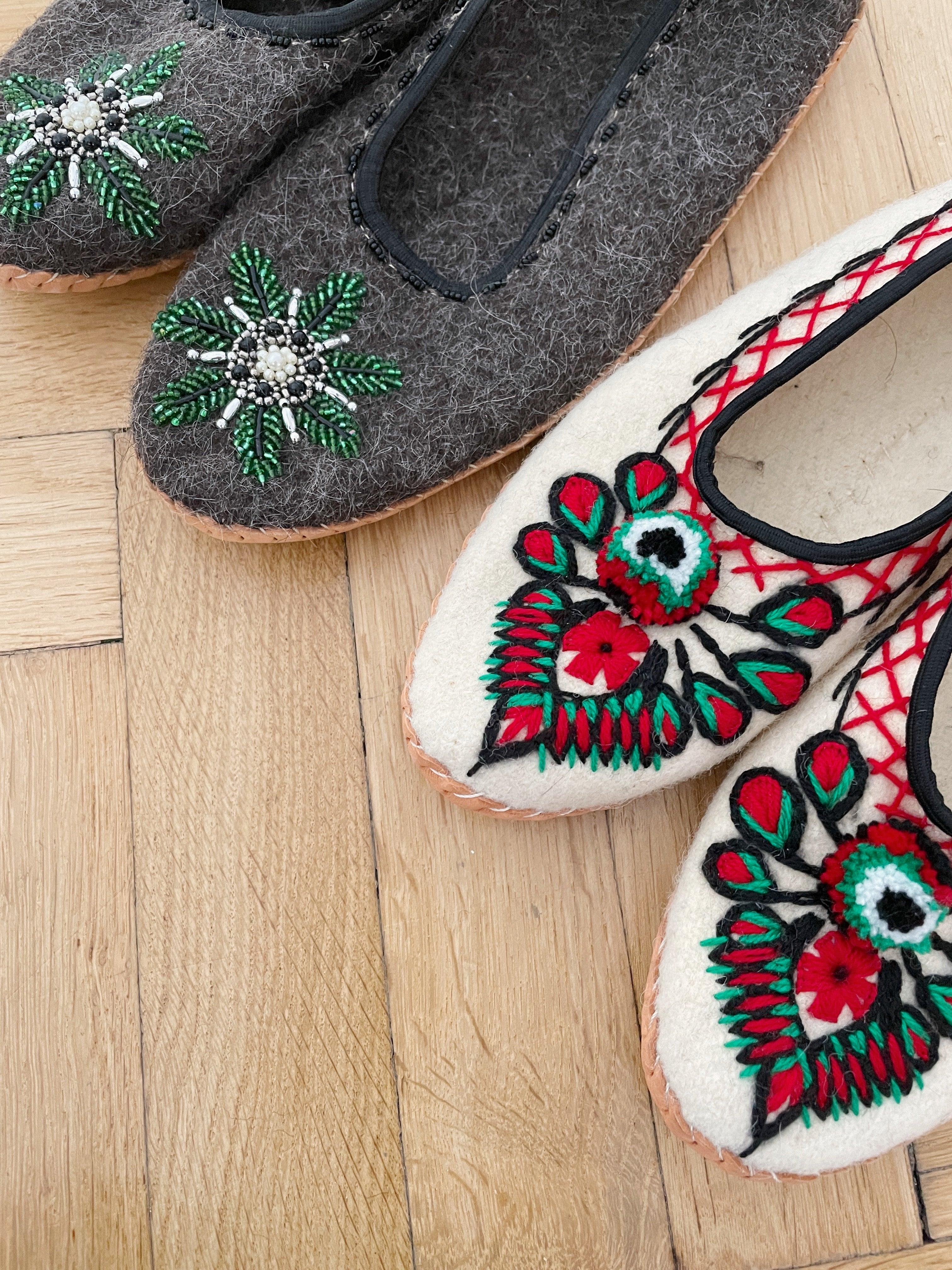 Adult Woolen Slippers (felt) with beads-3