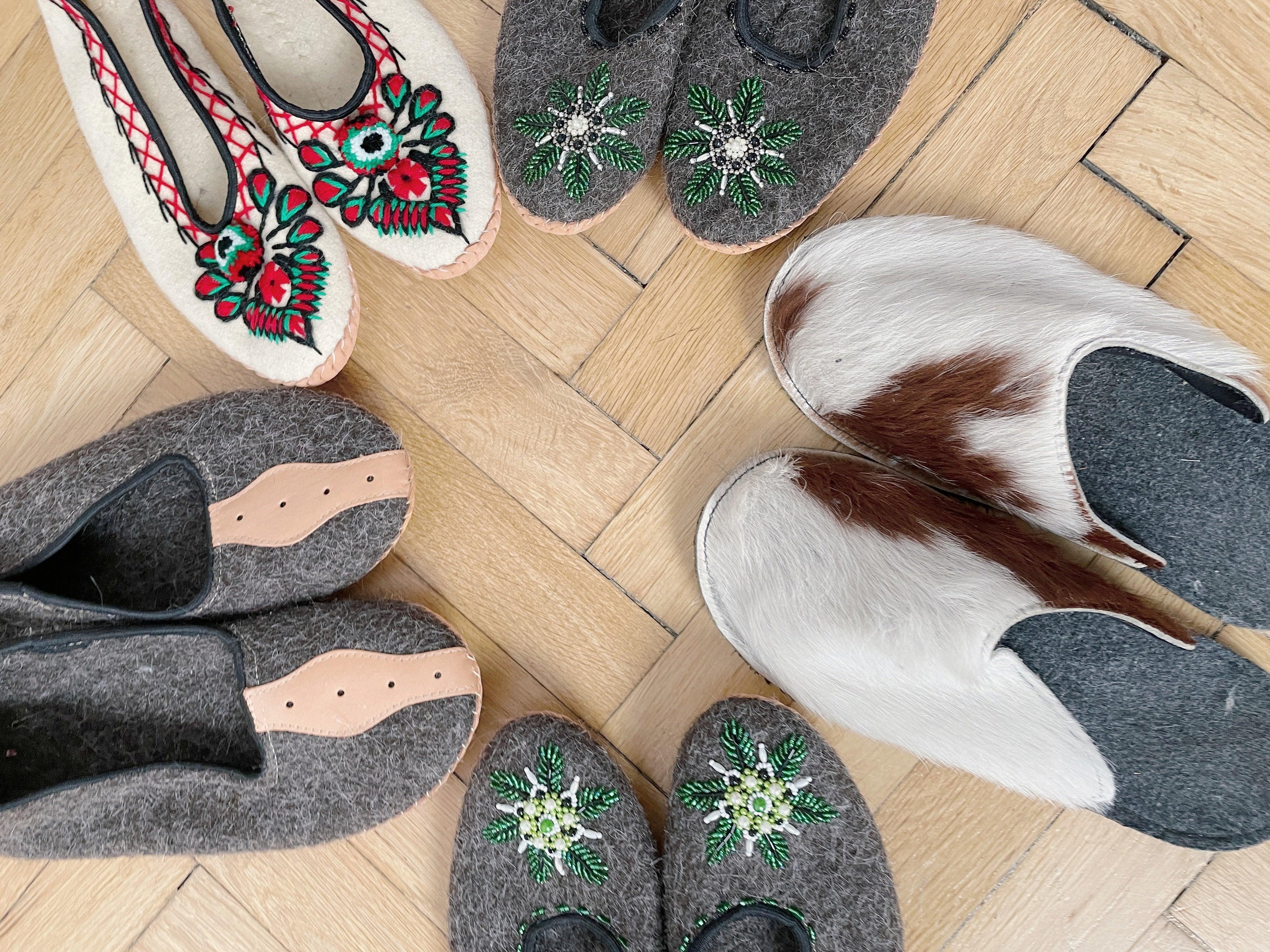 Adult Woolen Slippers (felt) with beads-4